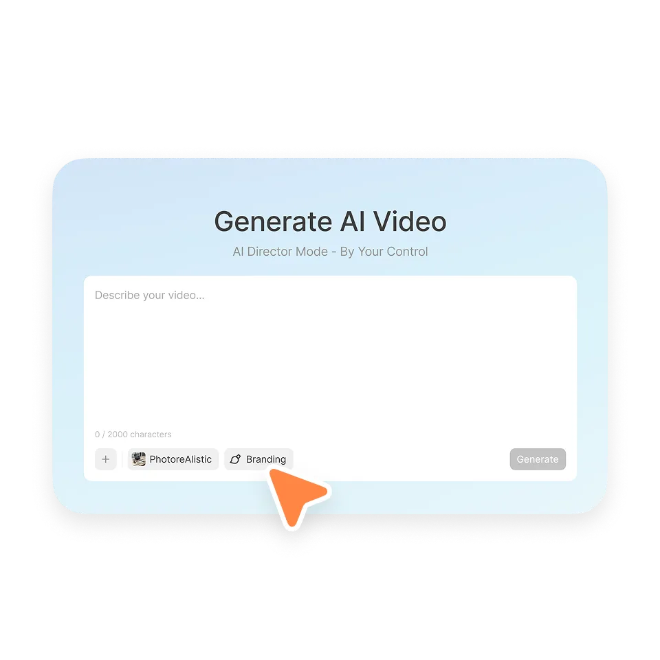 Visla Generate AI Video screen for starting a scenario-based video from a prompt, script, or supporting materials
